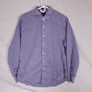 J Crew Mens L Slim Performance Button Shirt Purple Plaid Preppy Modern Classic